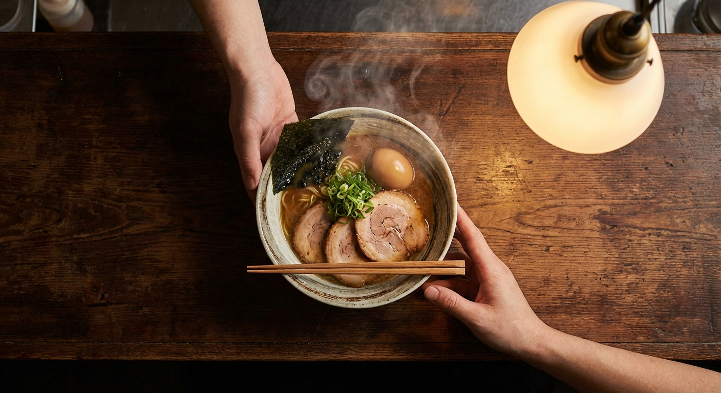 Beautifully plated ramen bowl